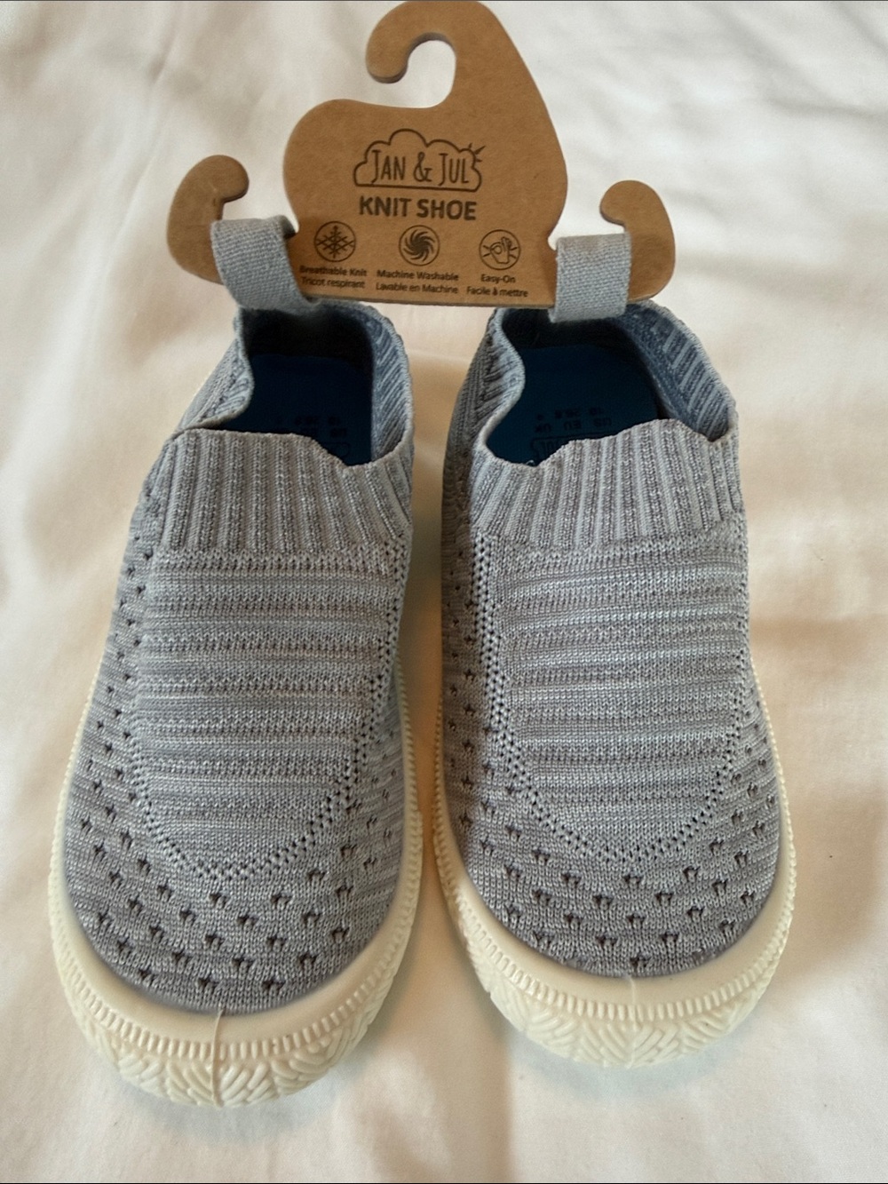 Jan & Jul Kids' Slip-On Knit Sneakers in Light Gray